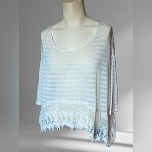 Painted Threads Sheer Lace Hem Summer Beach Top XS NWT